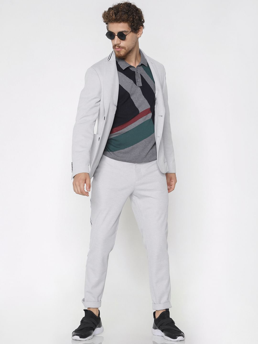 Grey Tape Detail Trousers