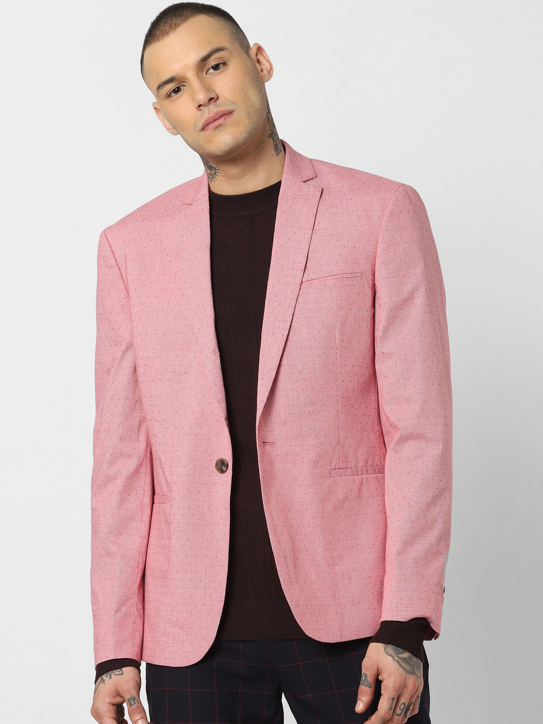 Pink Single Button Blazer