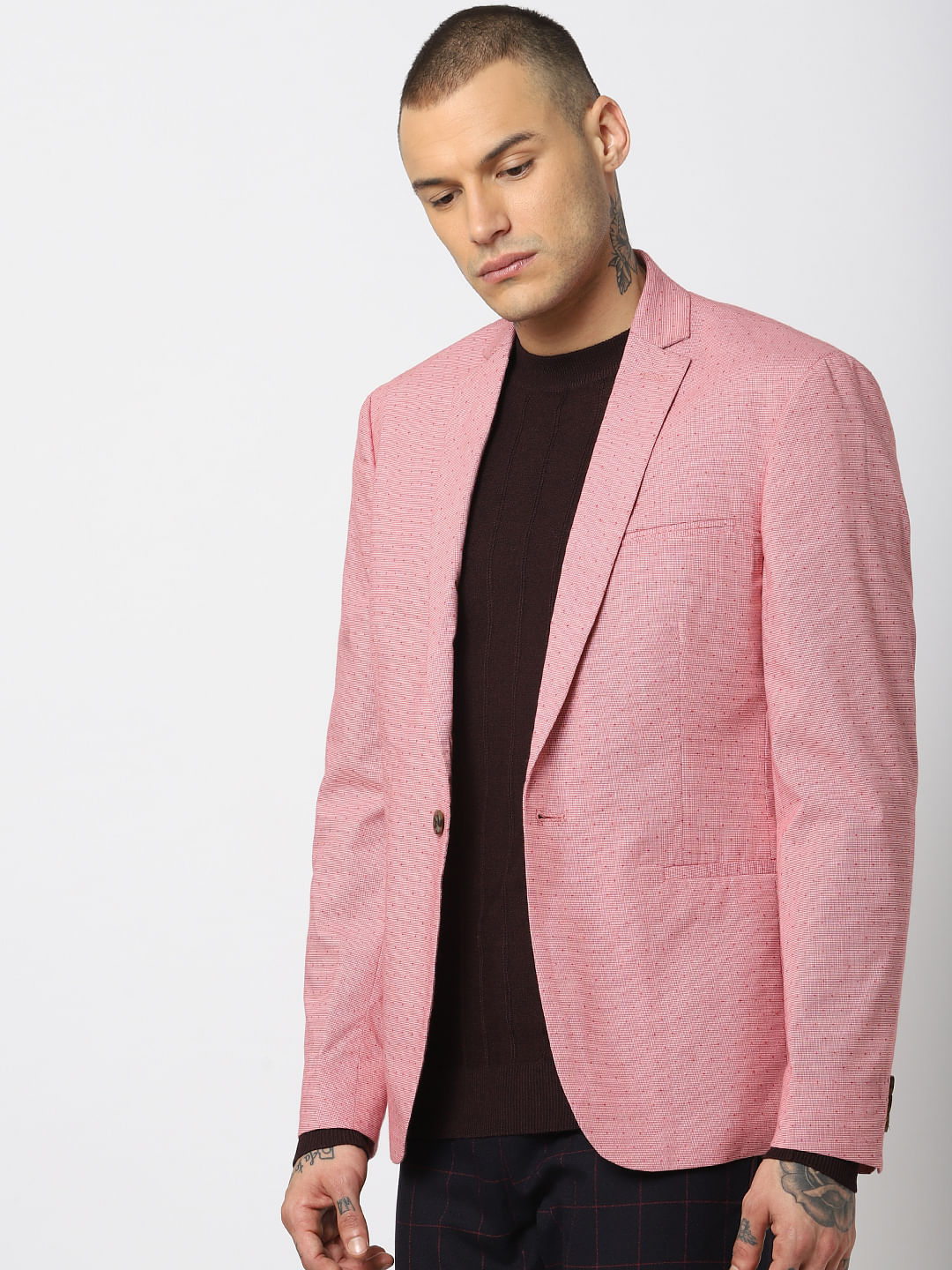 Pink Single Button Blazer