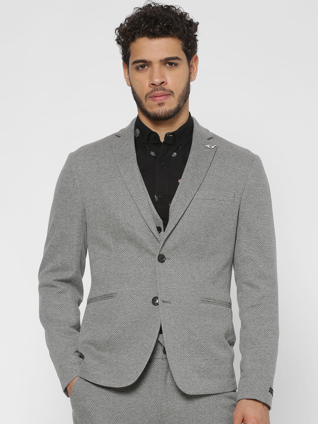 Grey Double Button Blazer - 46
