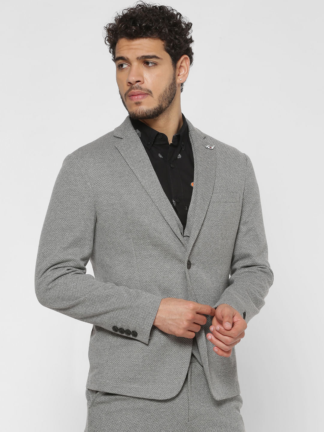Grey Double Button Blazer