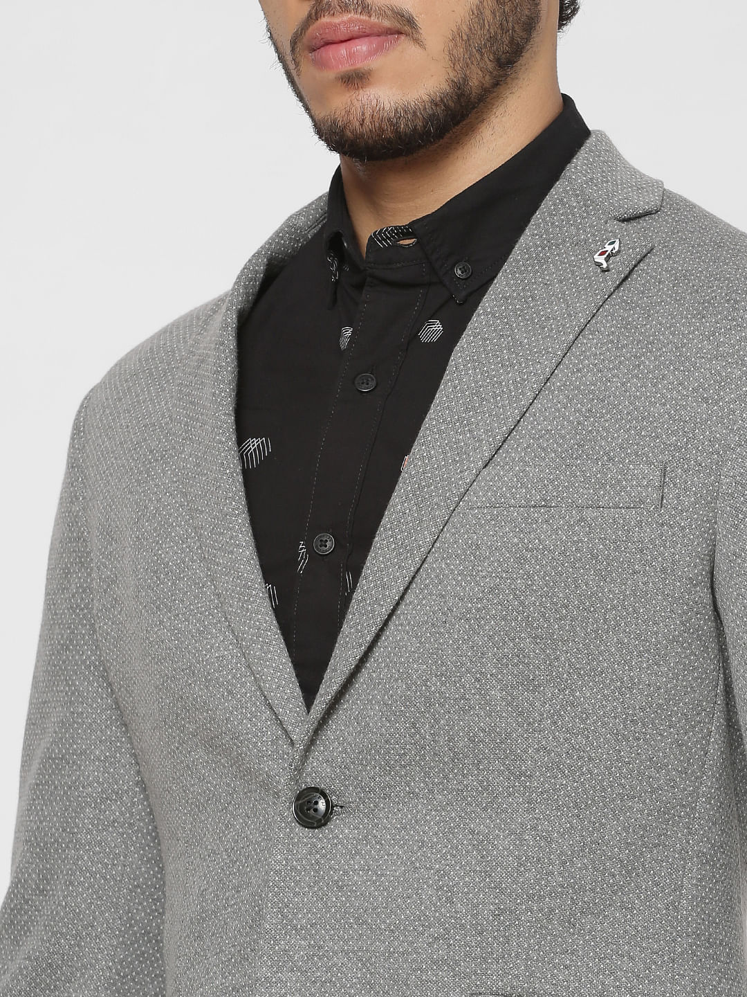 Grey Double Button Blazer