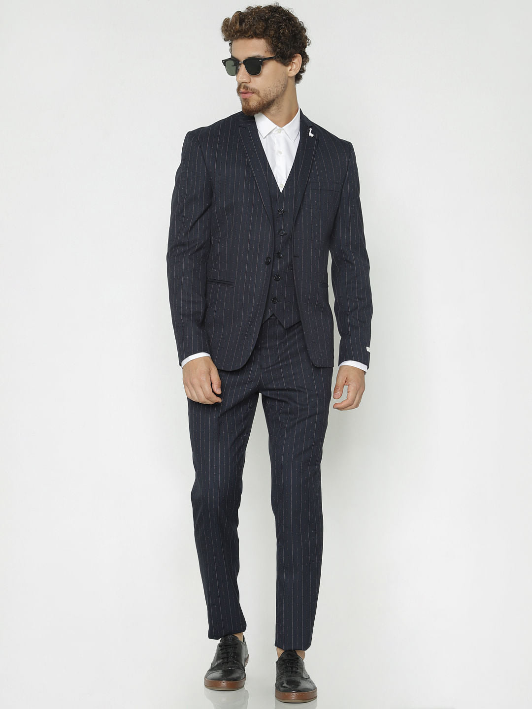 Navy Blue Striped Trousers