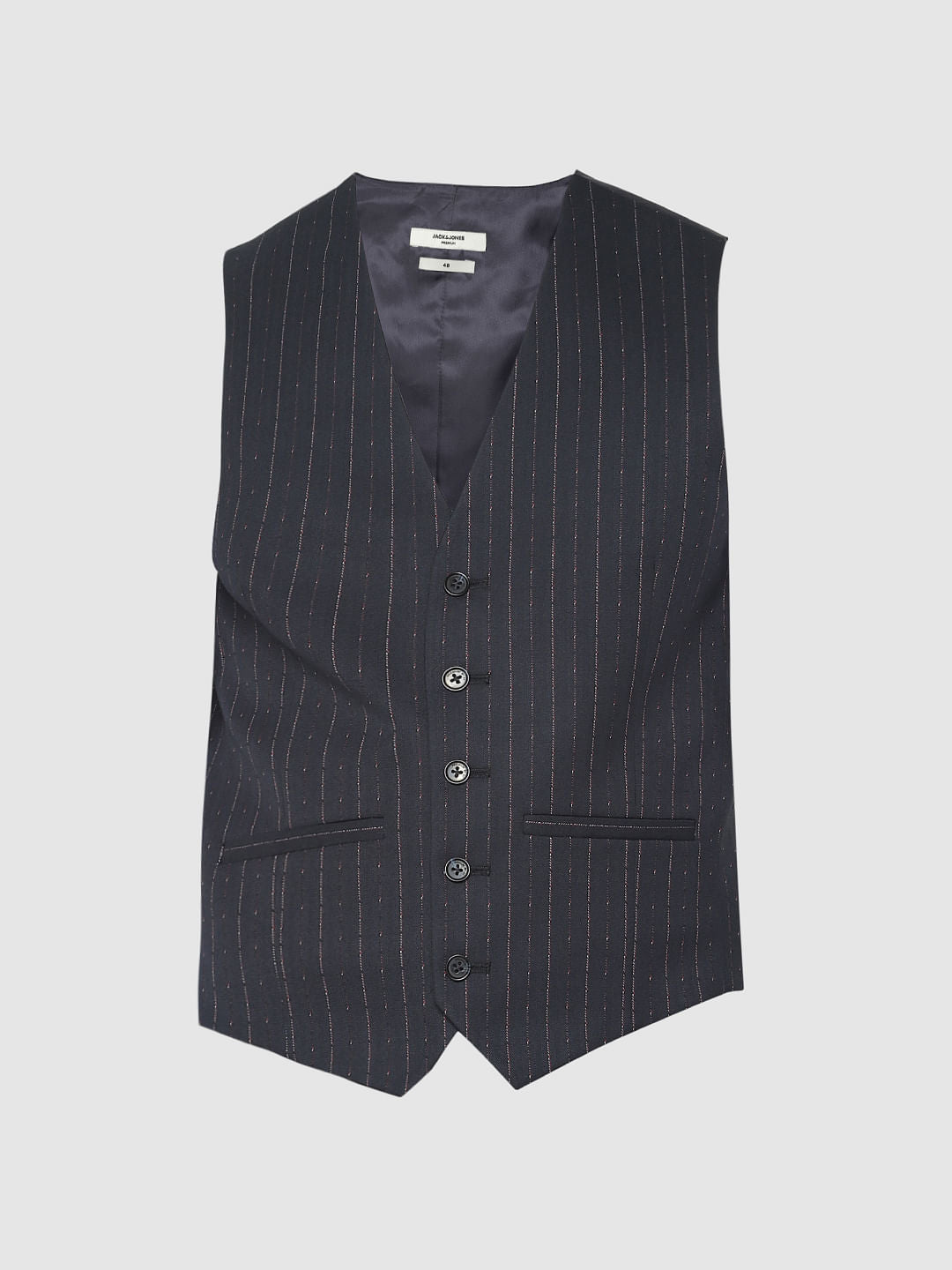 Navy Blue Striped Waistcoat