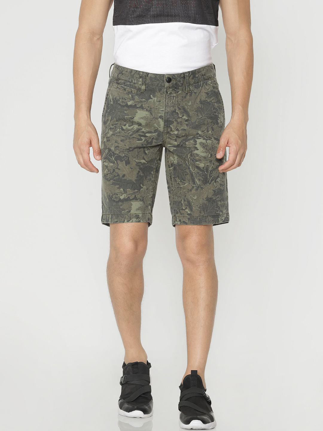 Green Printed Shorts - S