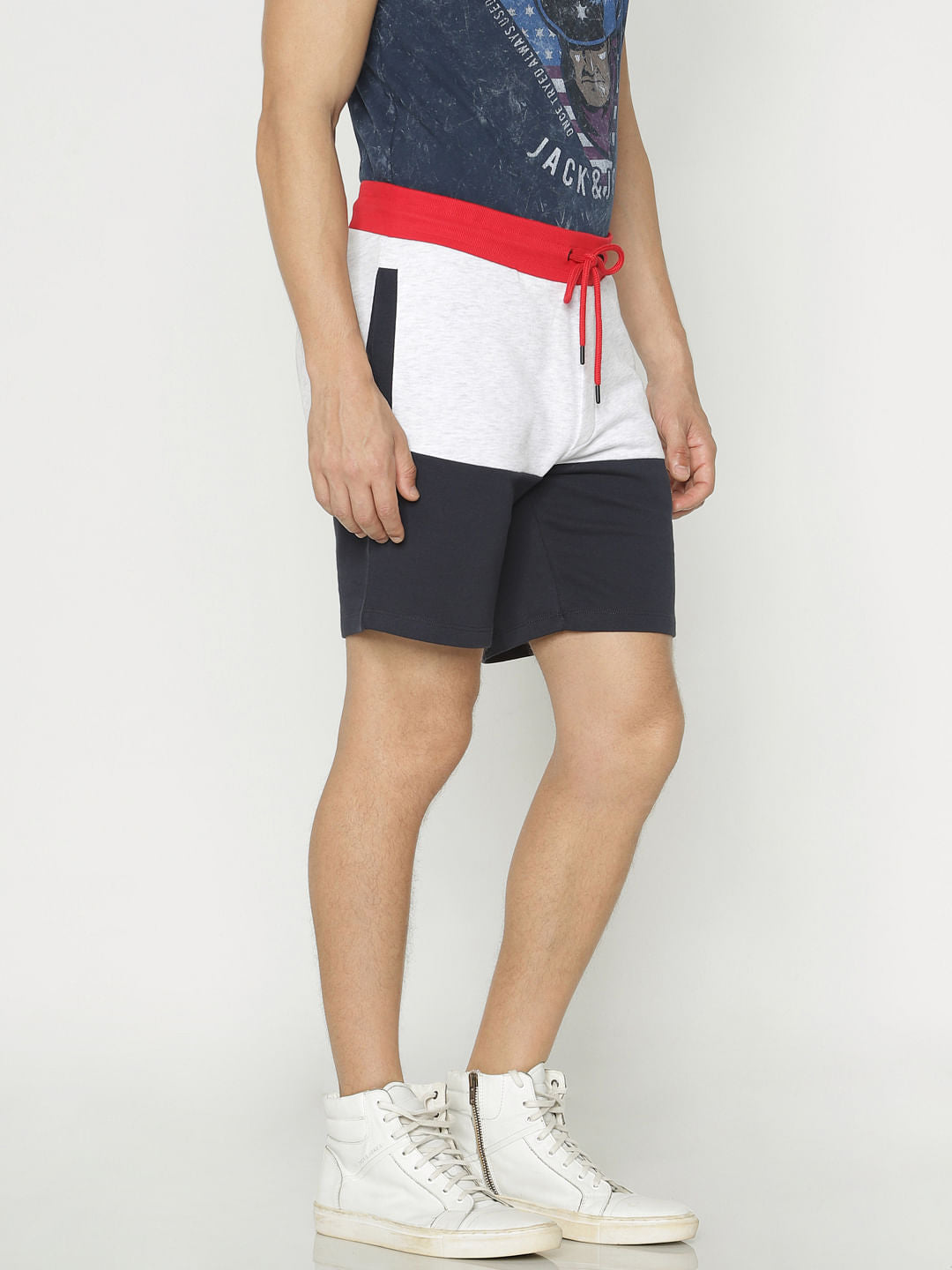 Blue Colour Blocked Sweatshorts