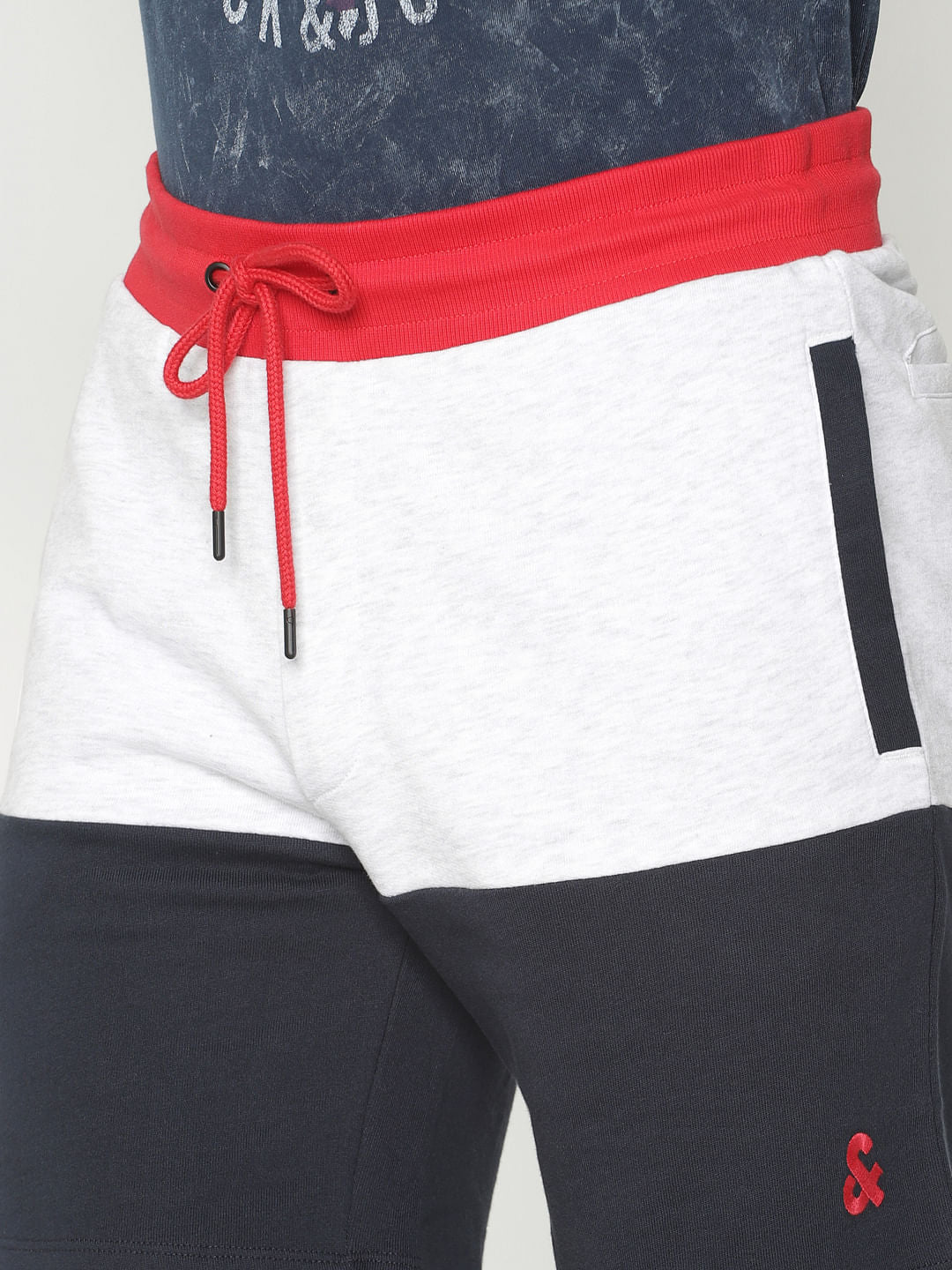 Blue Colour Blocked Sweatshorts