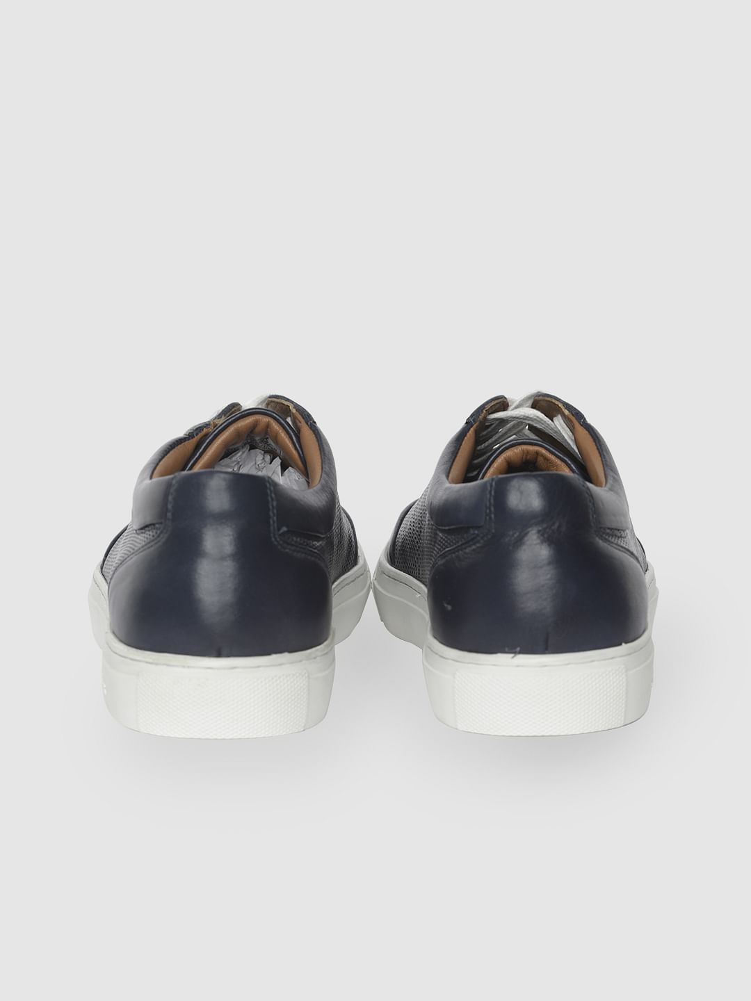 Navy Blue Leather Sneakers