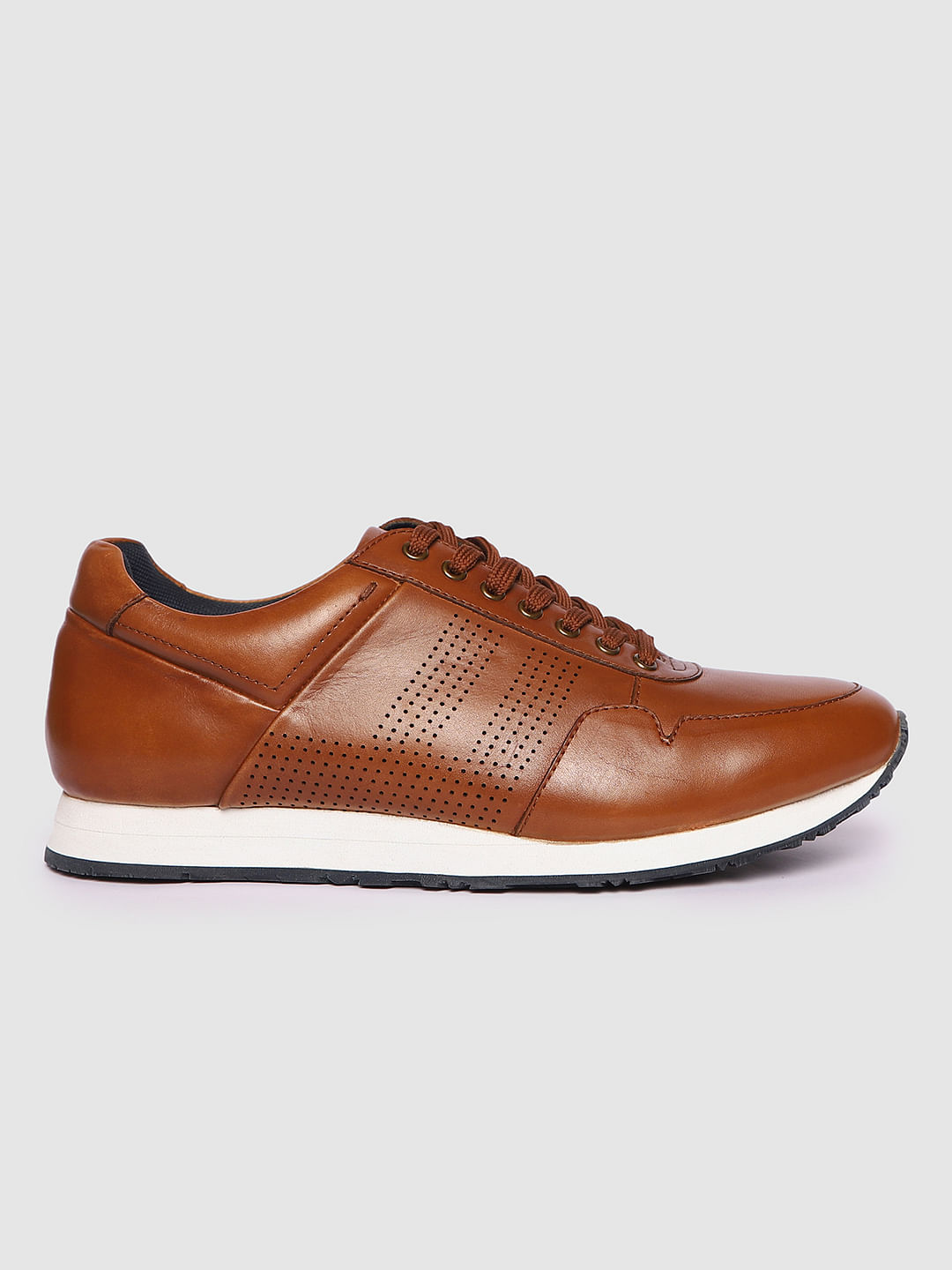Dark Brown Perforated Sneakers - 6