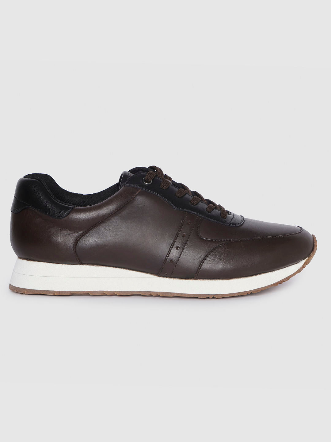 Dark Brown Leather Sneakers - 6