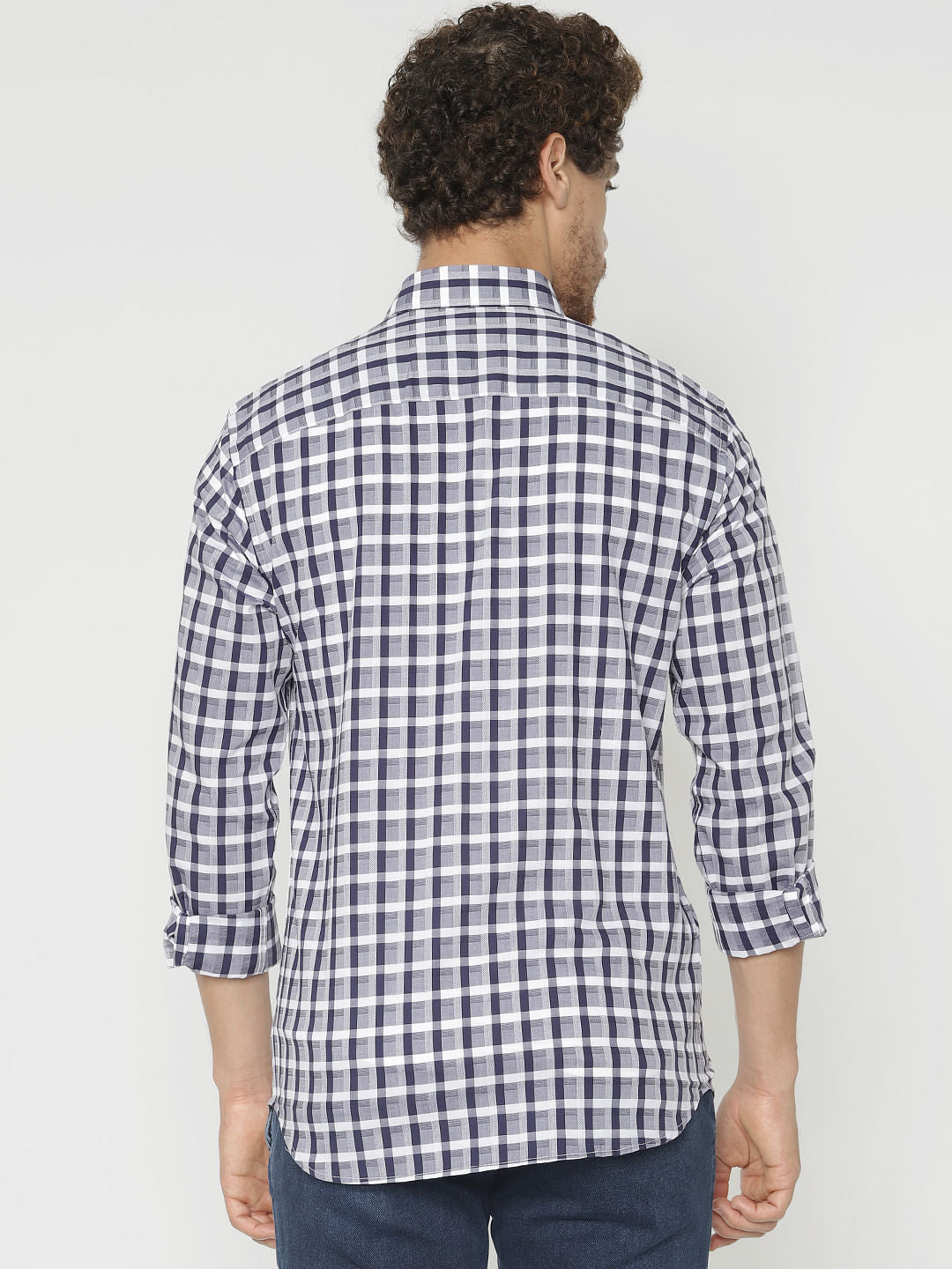 Blue Check Slim Fit Full Sleeves Shirt