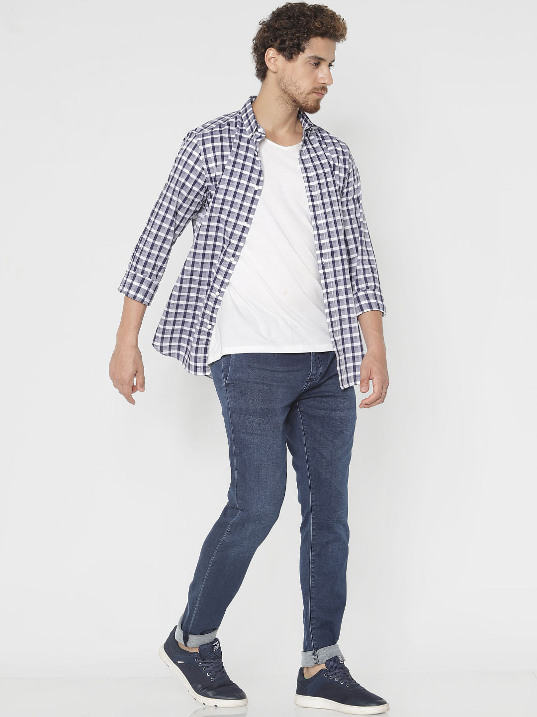 Blue Check Slim Fit Full Sleeves Shirt