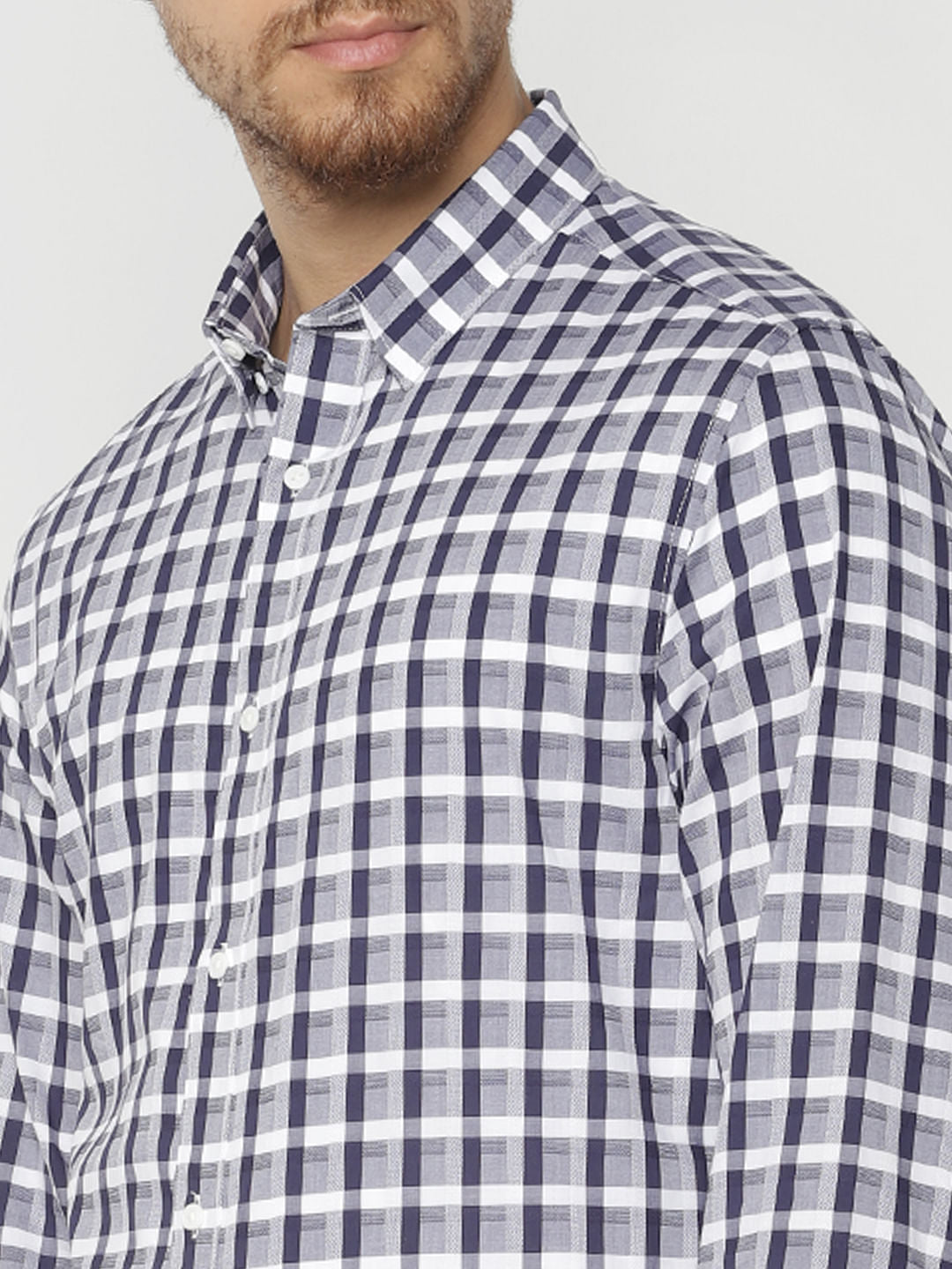 Blue Check Slim Fit Full Sleeves Shirt