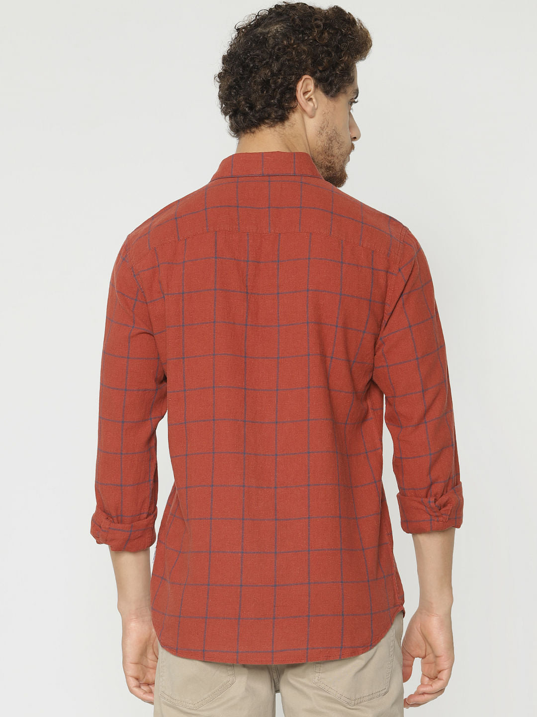 Red Check Slim Fit Full Sleeves Shirt