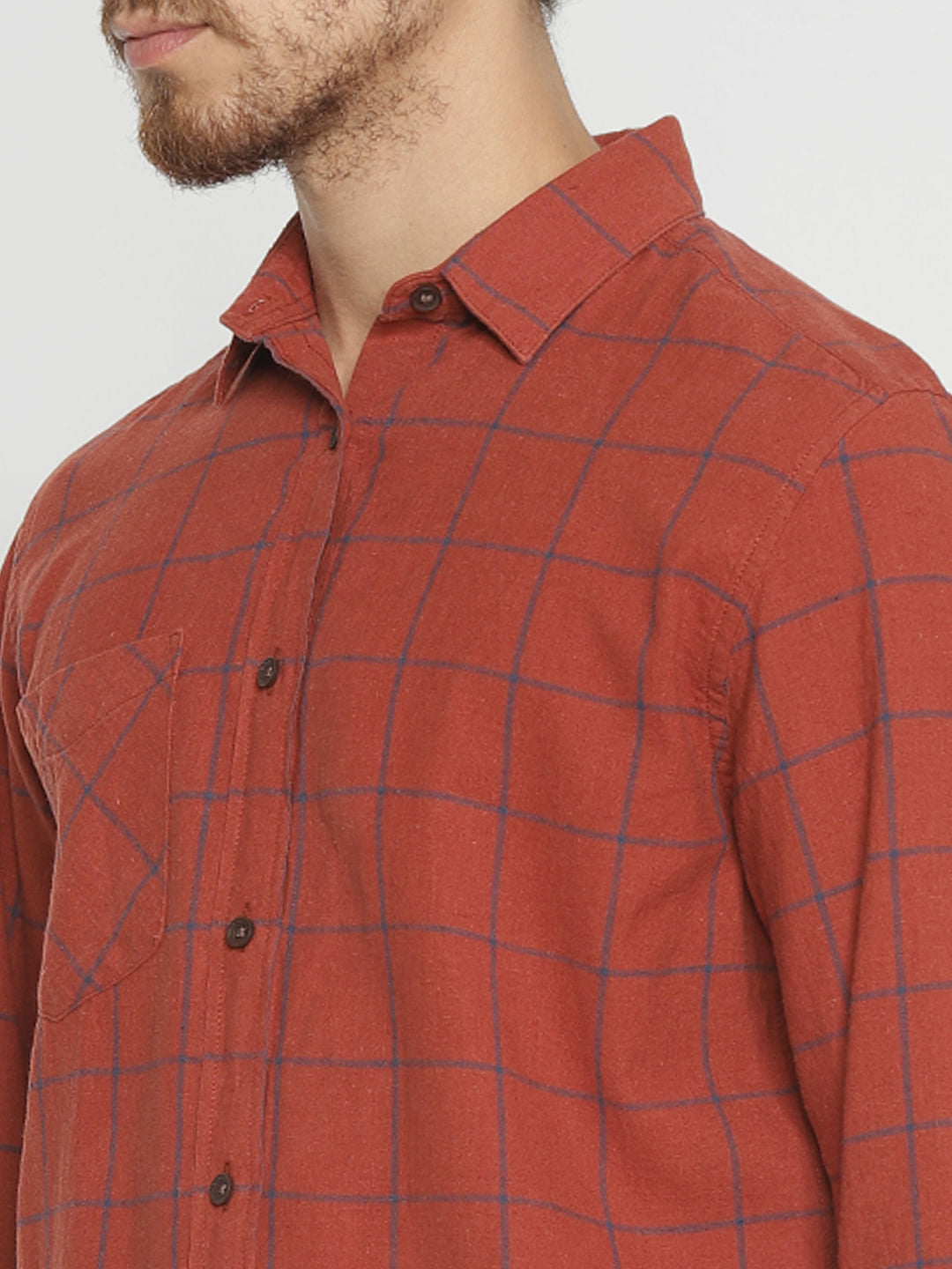 Red Check Slim Fit Full Sleeves Shirt