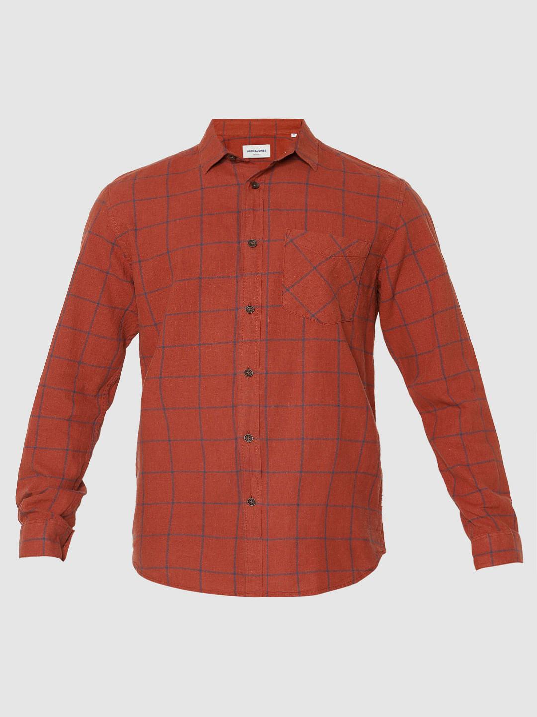 Red Check Slim Fit Full Sleeves Shirt