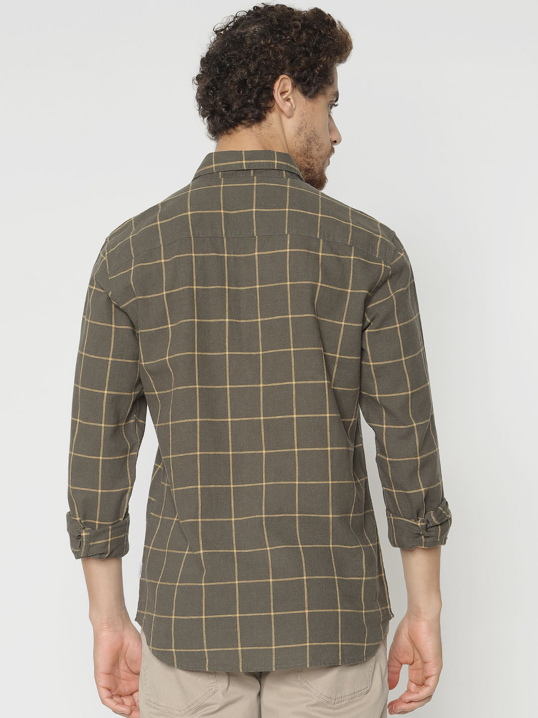 Green Check Slim Fit Full Sleeves Shirt