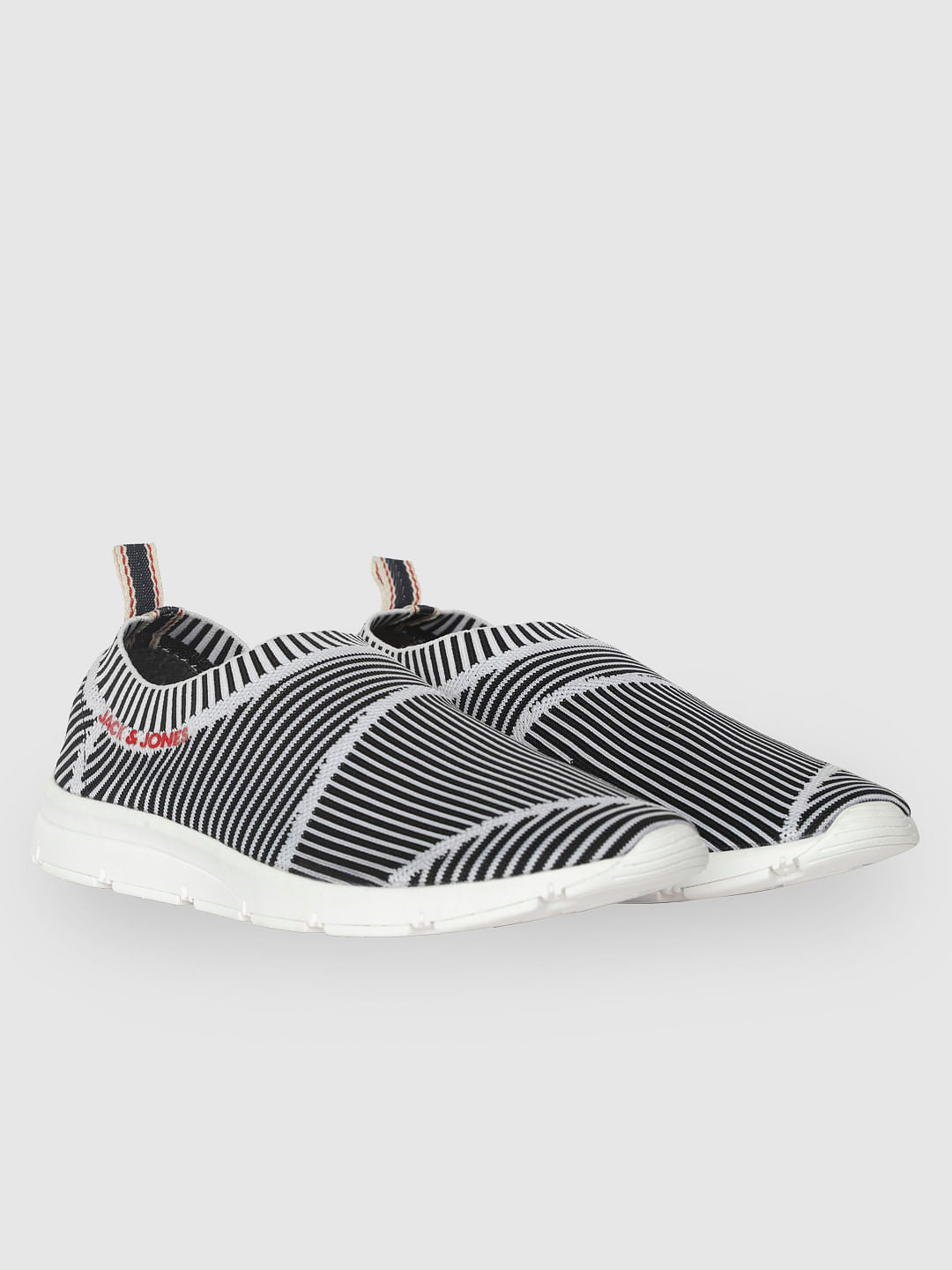 White Striped Slip On Sneakers - 6