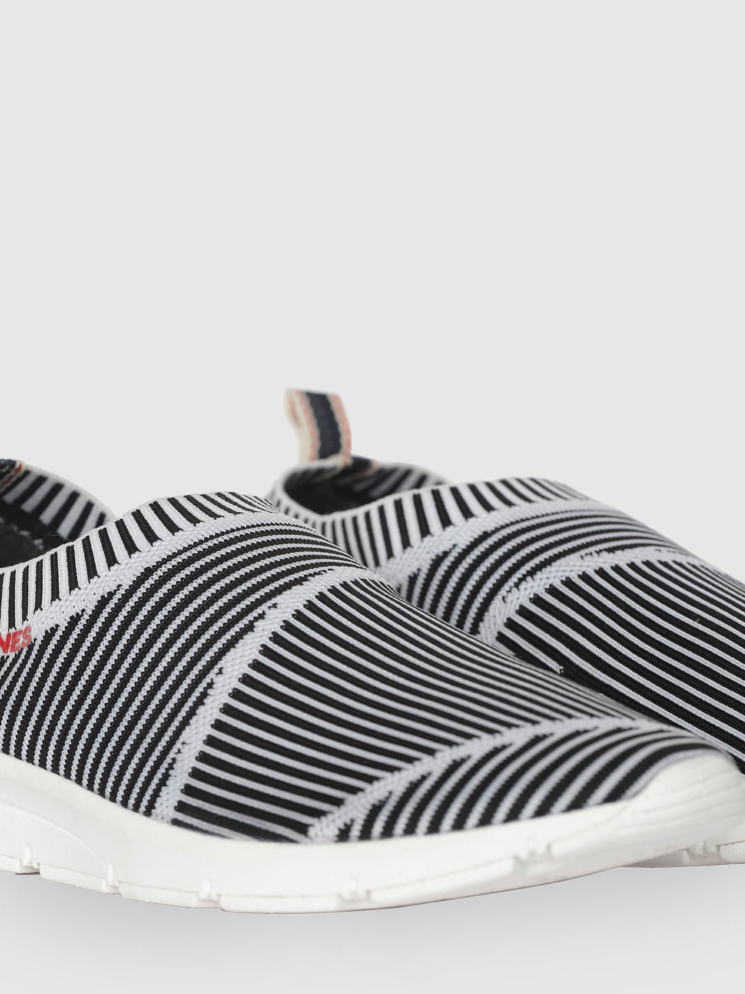 White Striped Slip On Sneakers
