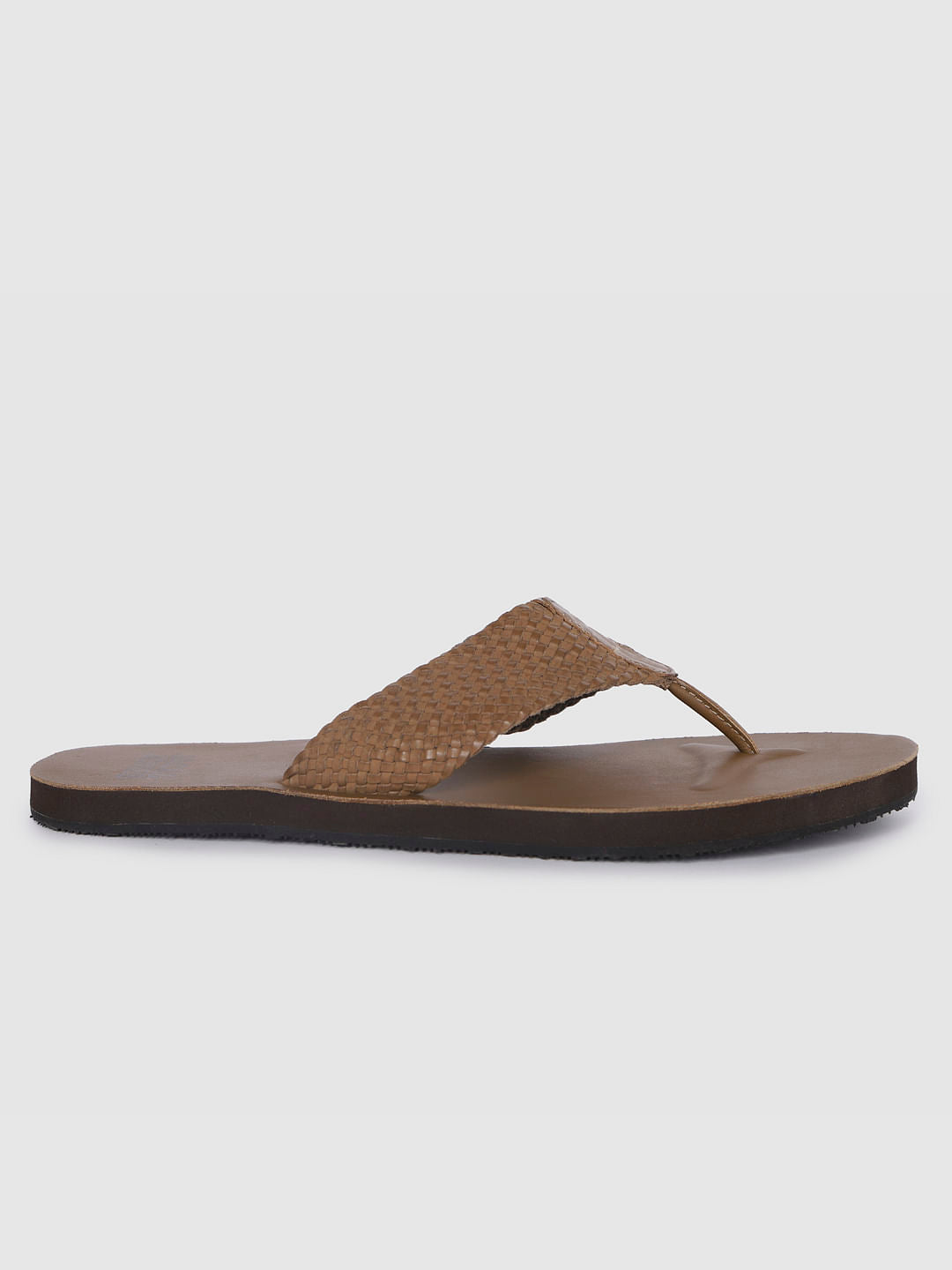 Brown Leather Flip Flops - 6