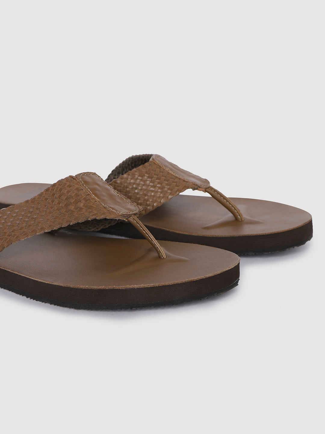 Brown Leather Flip Flops