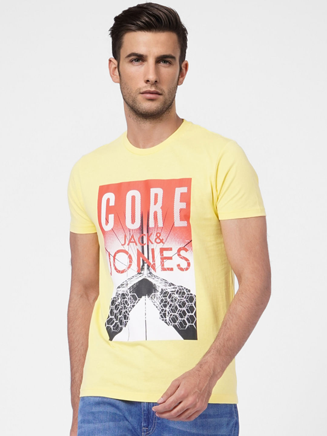 Yellow Graphic Print Crew Neck T-shirt