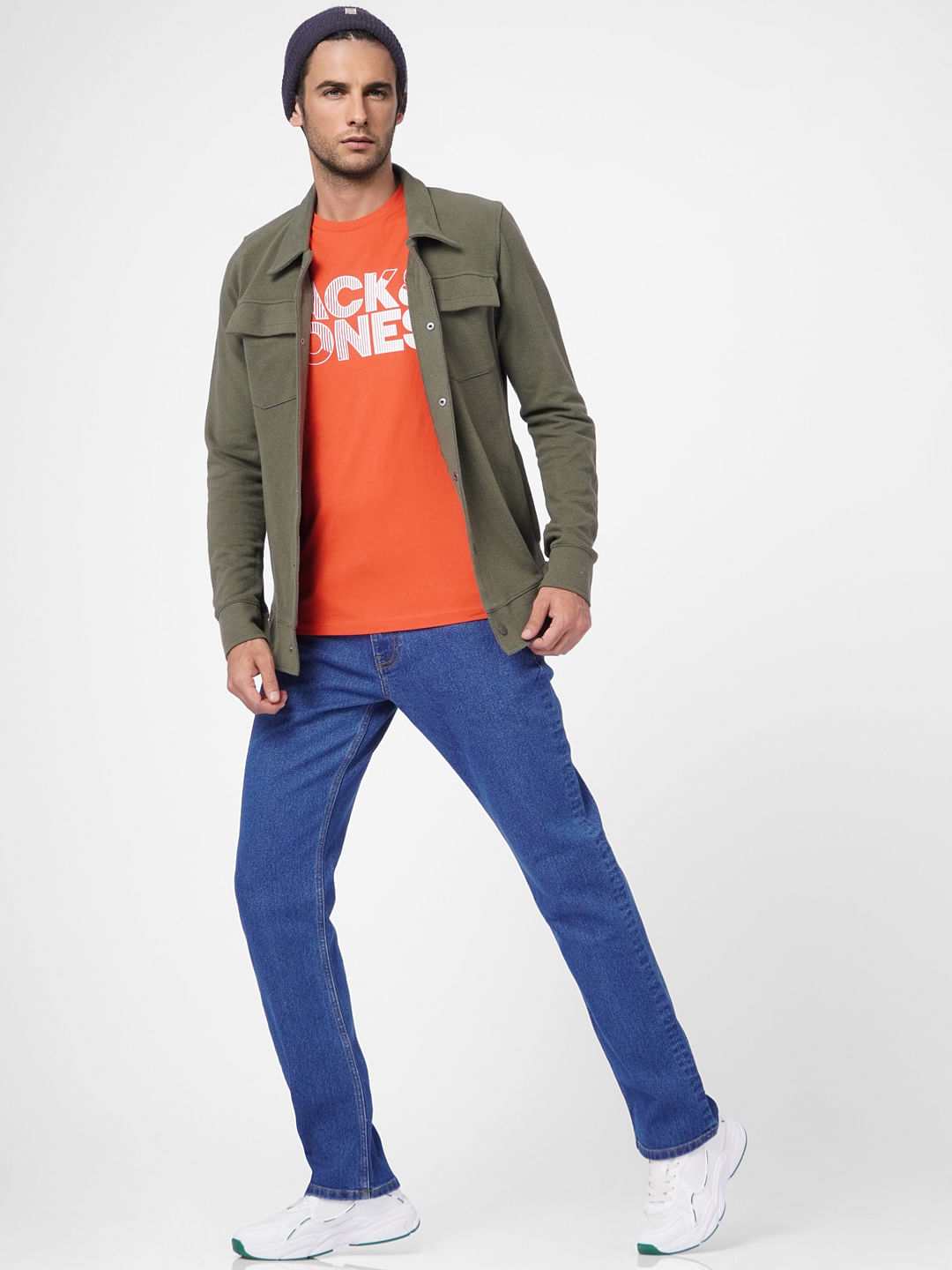 Orange Logo Print Crew Neck T-shirt - S