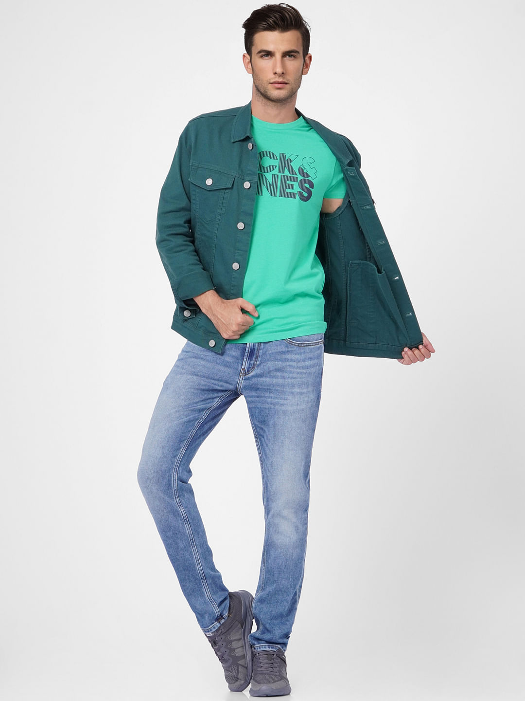 Green Logo Print Crew Neck T-shirt - S