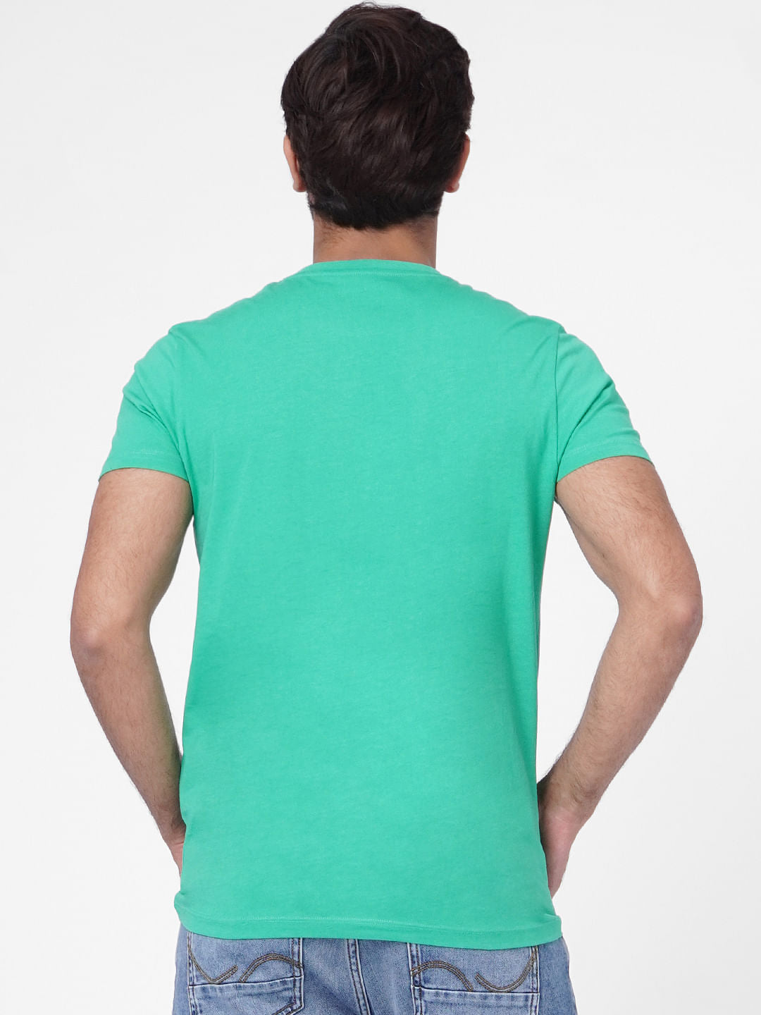 Green Logo Print Crew Neck T-shirt