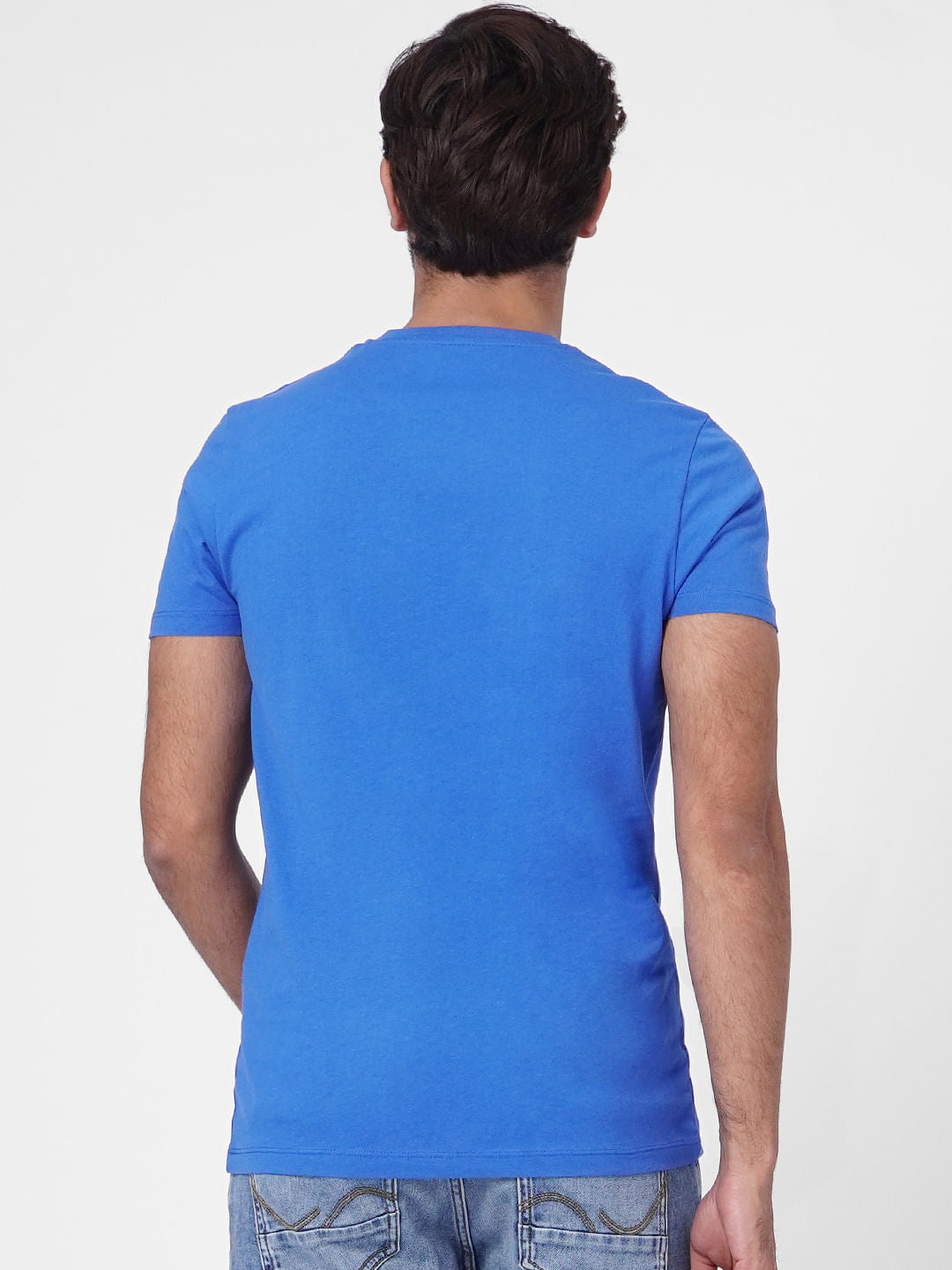 Blue Logo Print Crew Neck T-shirt