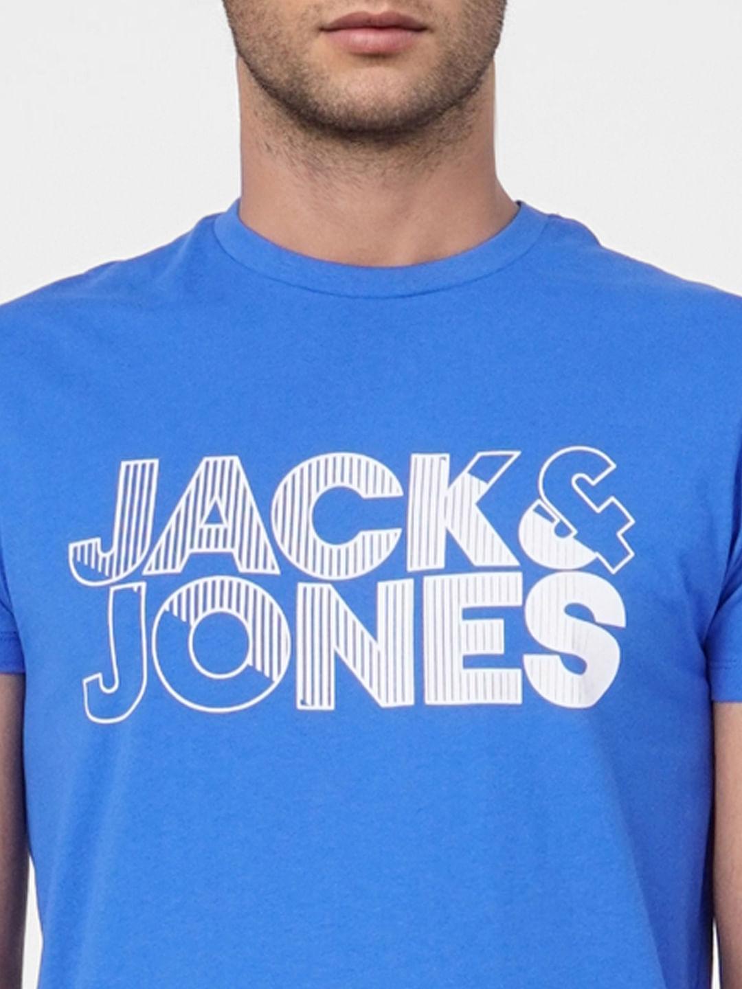Blue Logo Print Crew Neck T-shirt