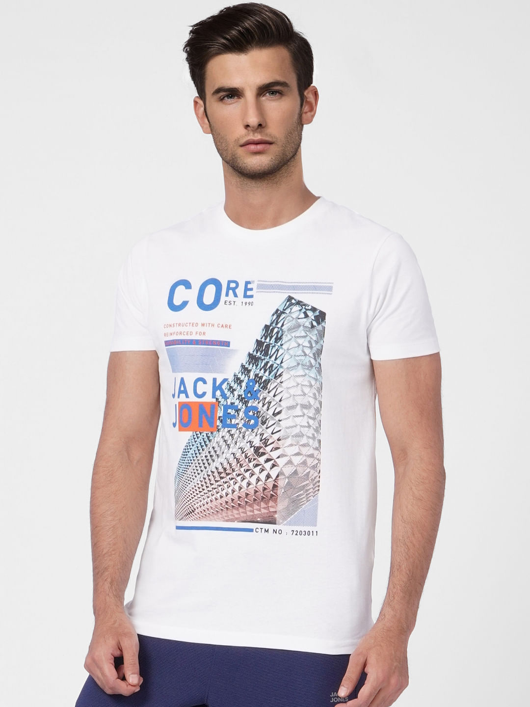 White Graphic Print Crew Neck T-shirt