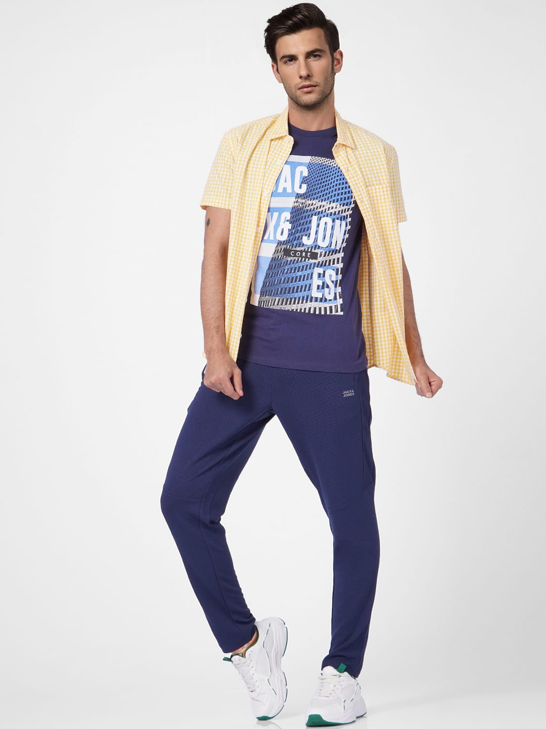 Blue Graphic Print Crew Neck T-shirt - S