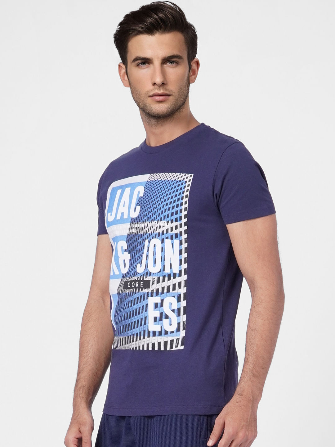 Blue Graphic Print Crew Neck T-shirt