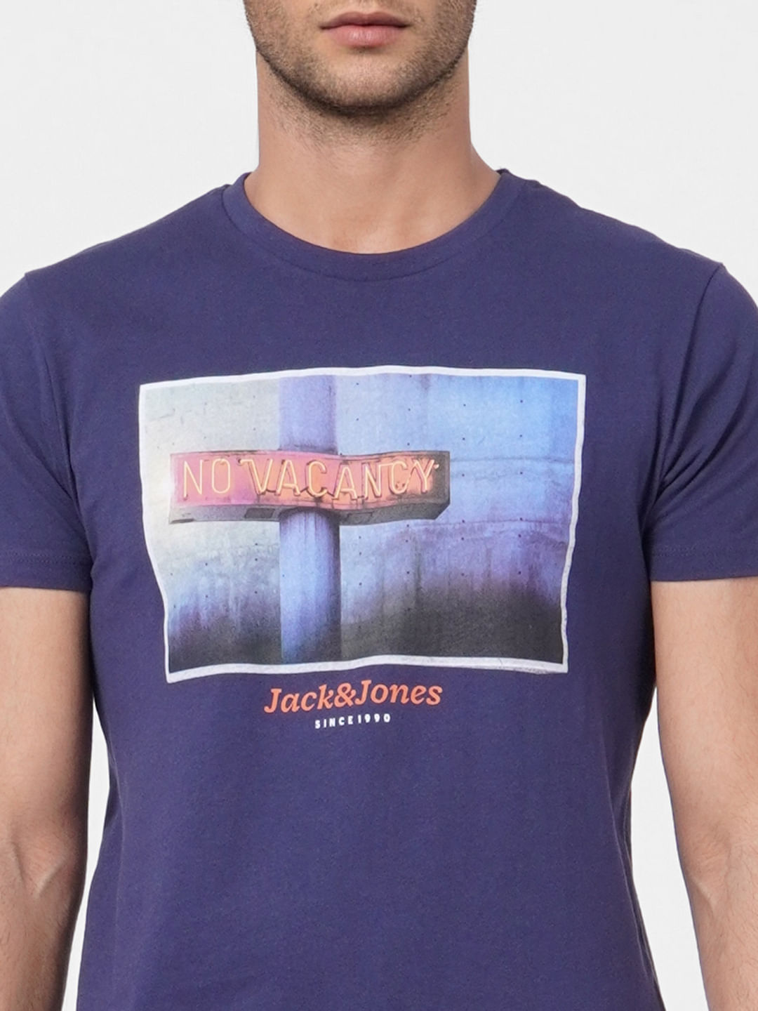 Blue Graphic Print Crew Neck T-shirt