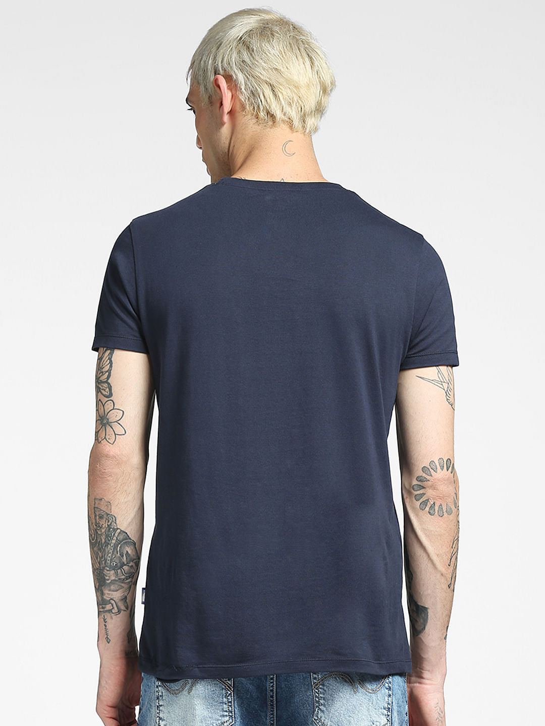 Blue Logo Print Crew Neck T-shirt