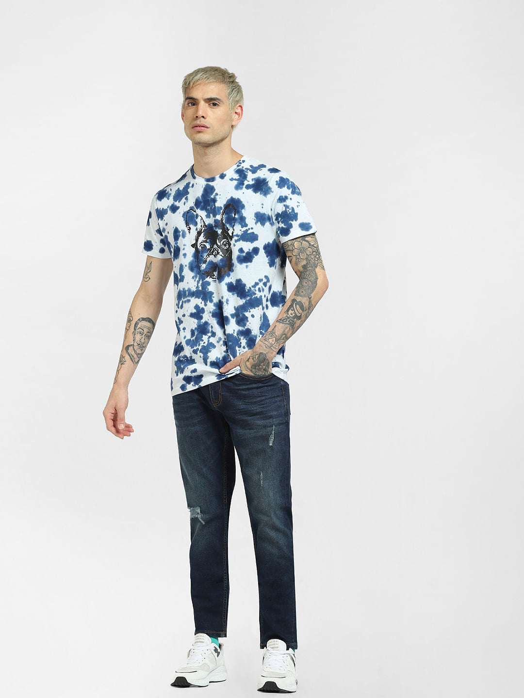 White Tie Dye Crew Neck T-shirt