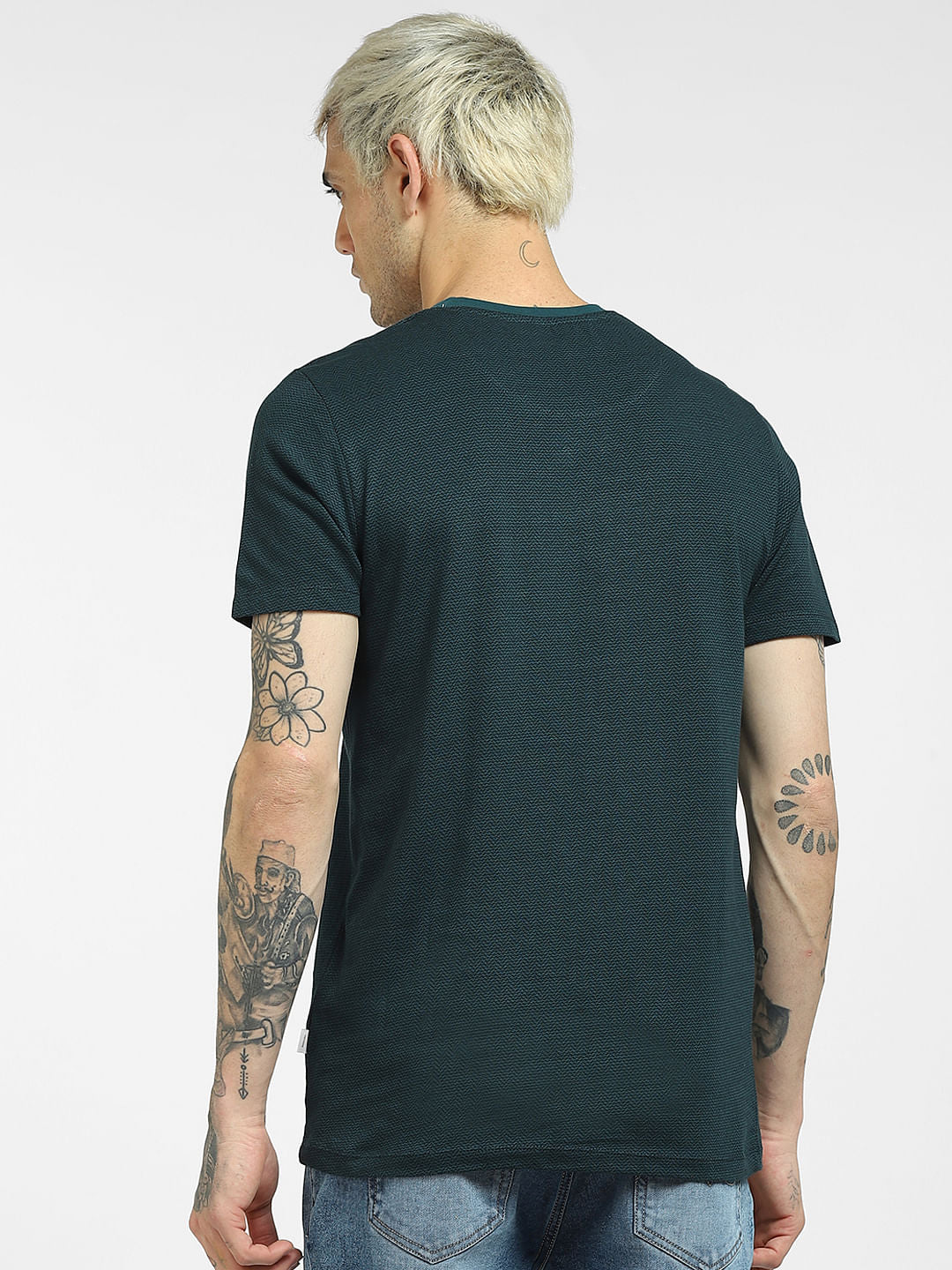 Green Chevron Print Crew Neck T-shirt