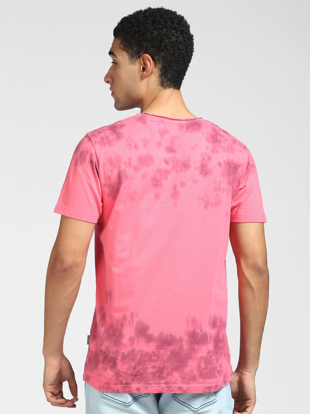 Pink Tie Dye Graphic Crew Neck T-shirt