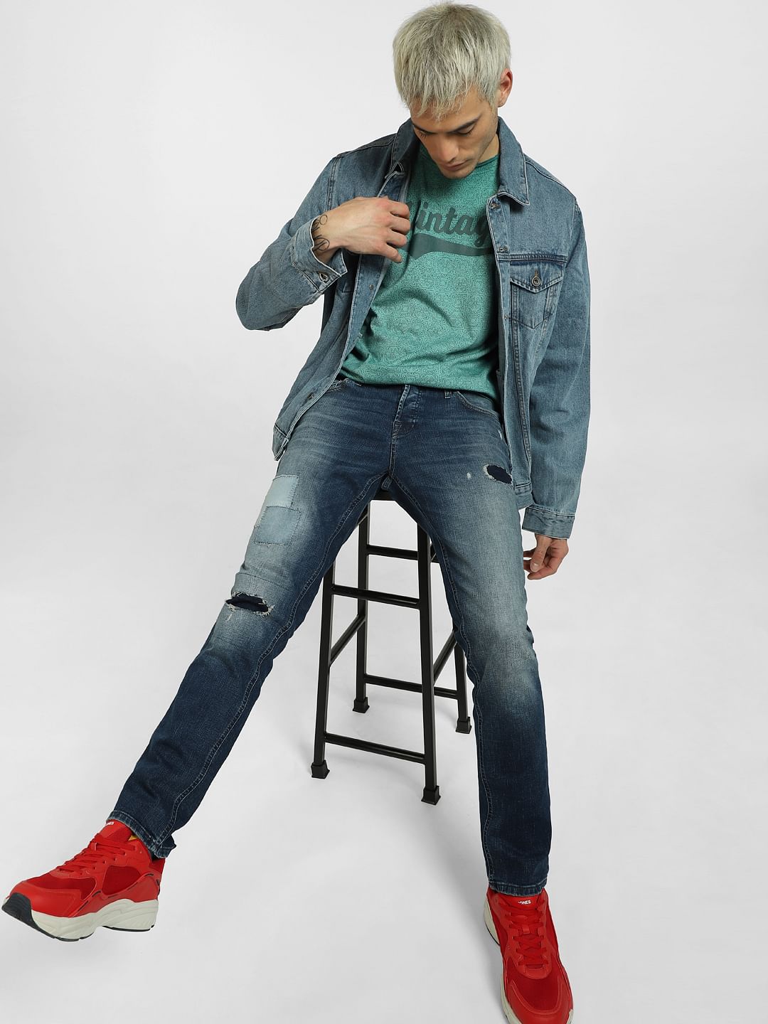 Green Printed Crew Neck T-shirt