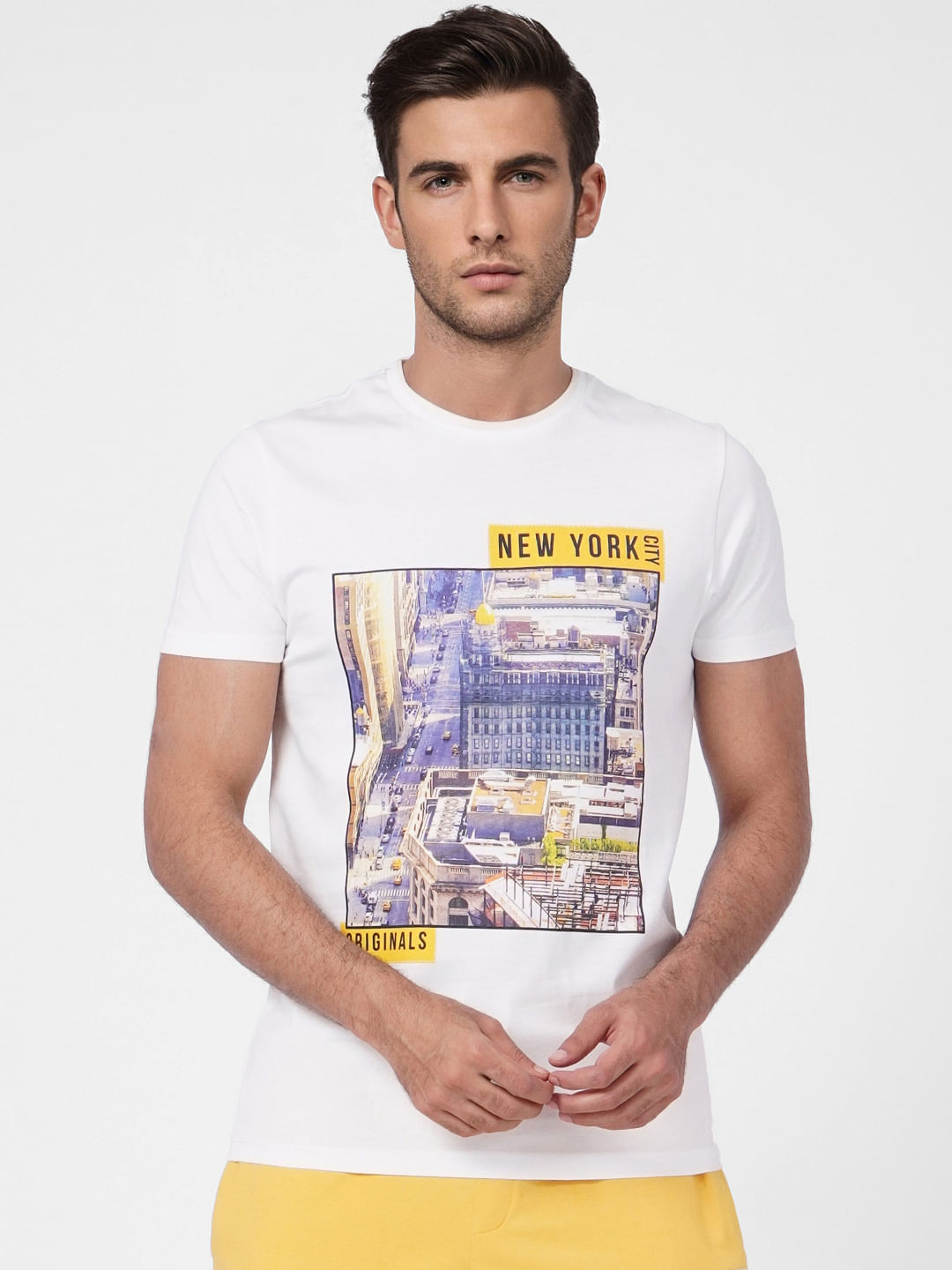 White Printed Crew Neck T-shirt