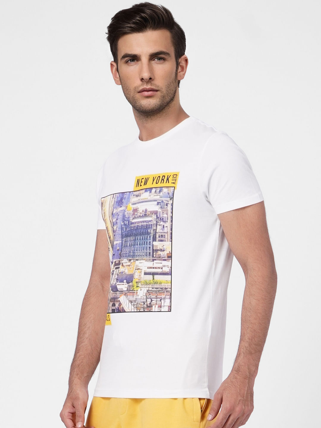 White Printed Crew Neck T-shirt