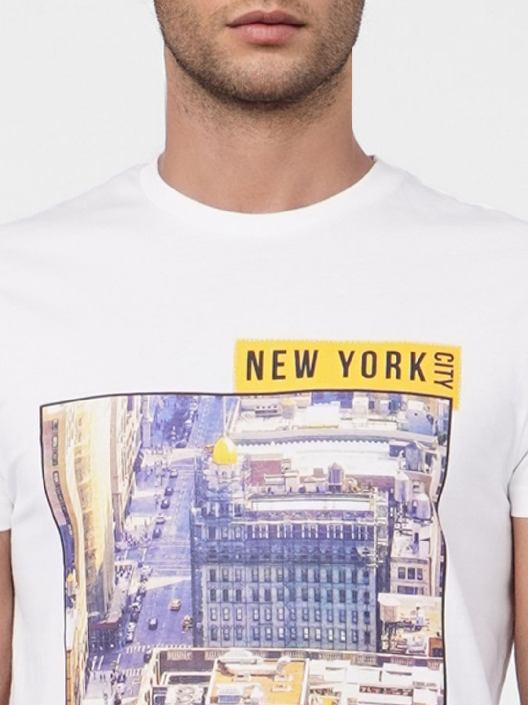 White Printed Crew Neck T-shirt