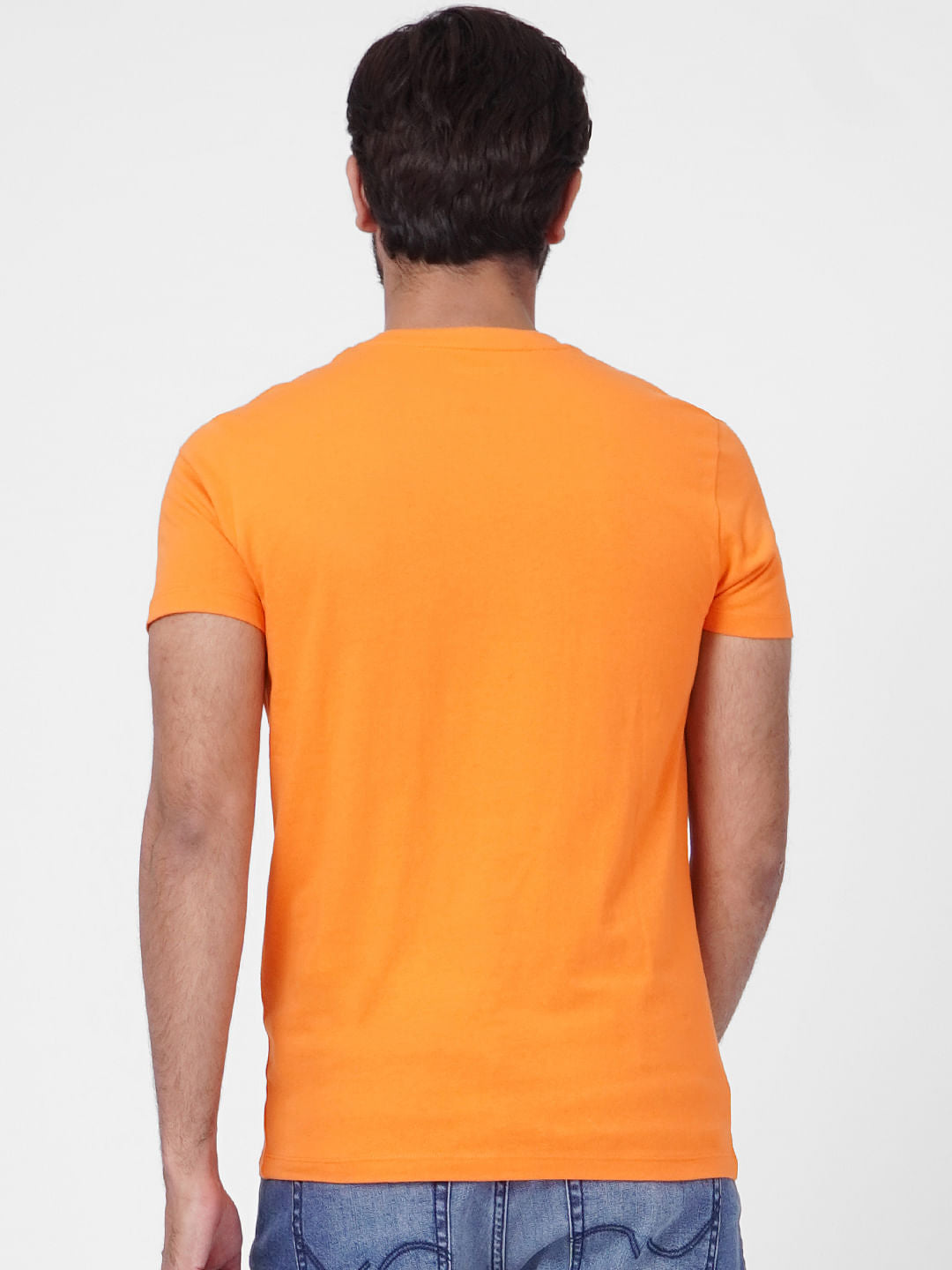 Orange Printed Crew Neck T-shirt