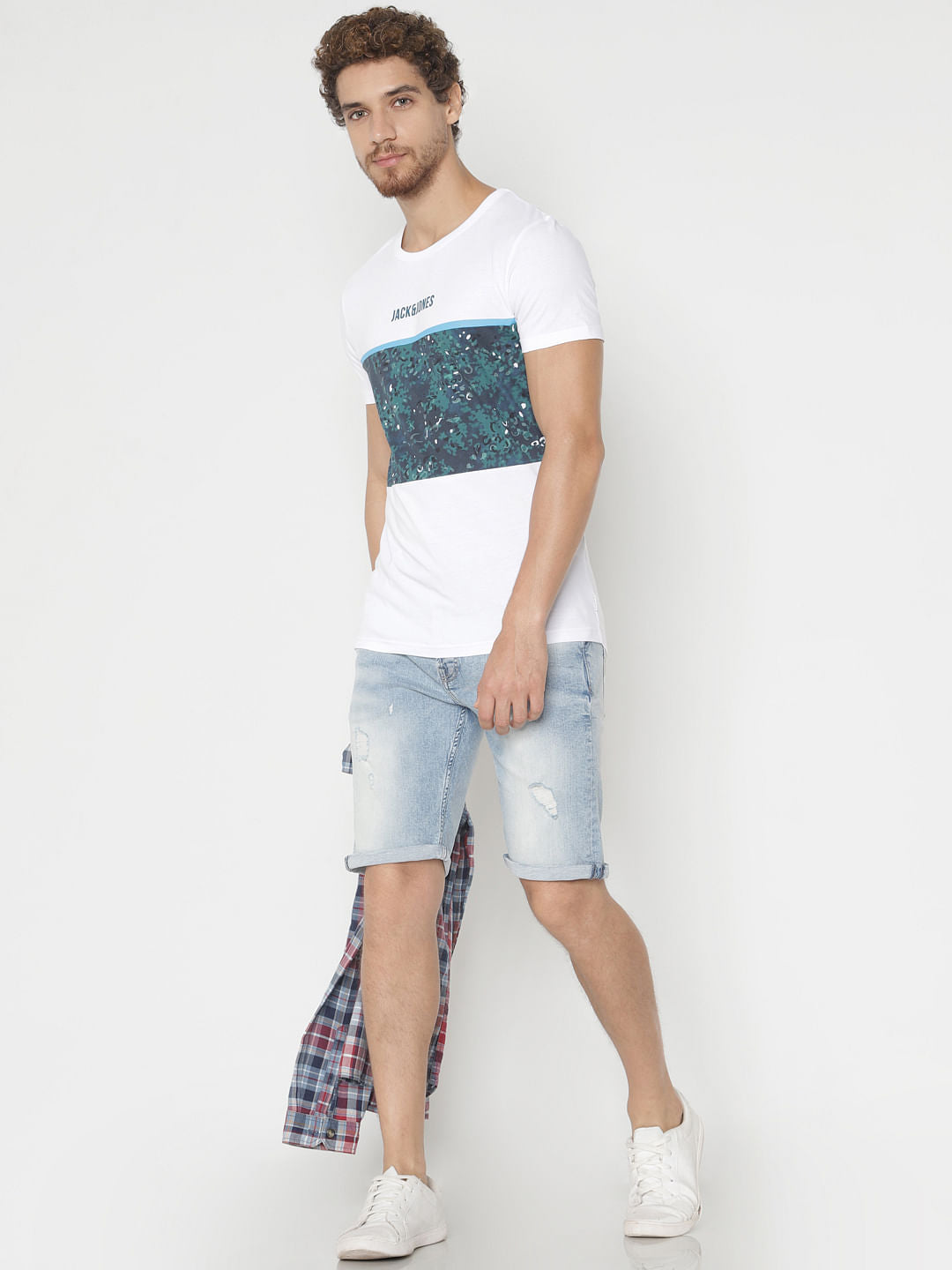 Blue Distressed Denim Shorts