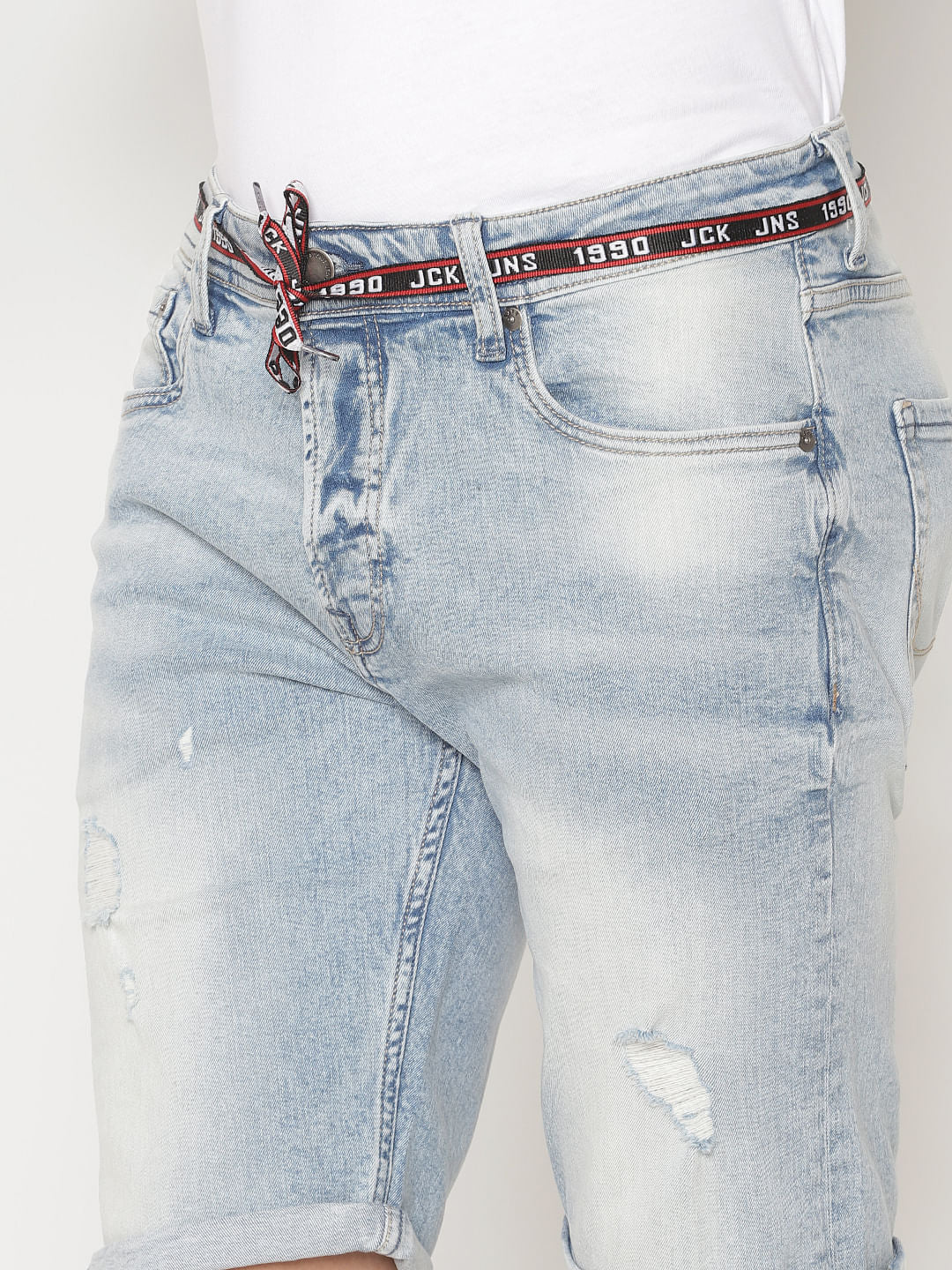 Blue Distressed Denim Shorts