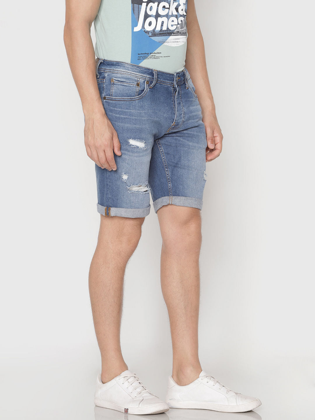 Blue Ripped Denim Shorts