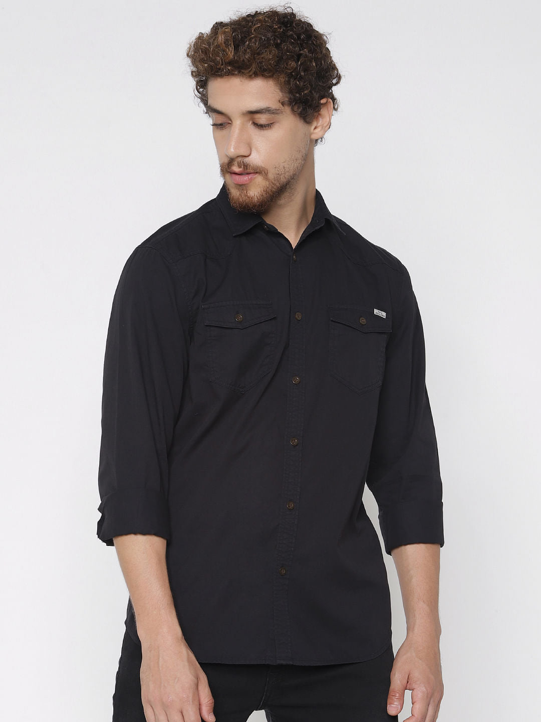 Black Full Sleeves Shirt - S