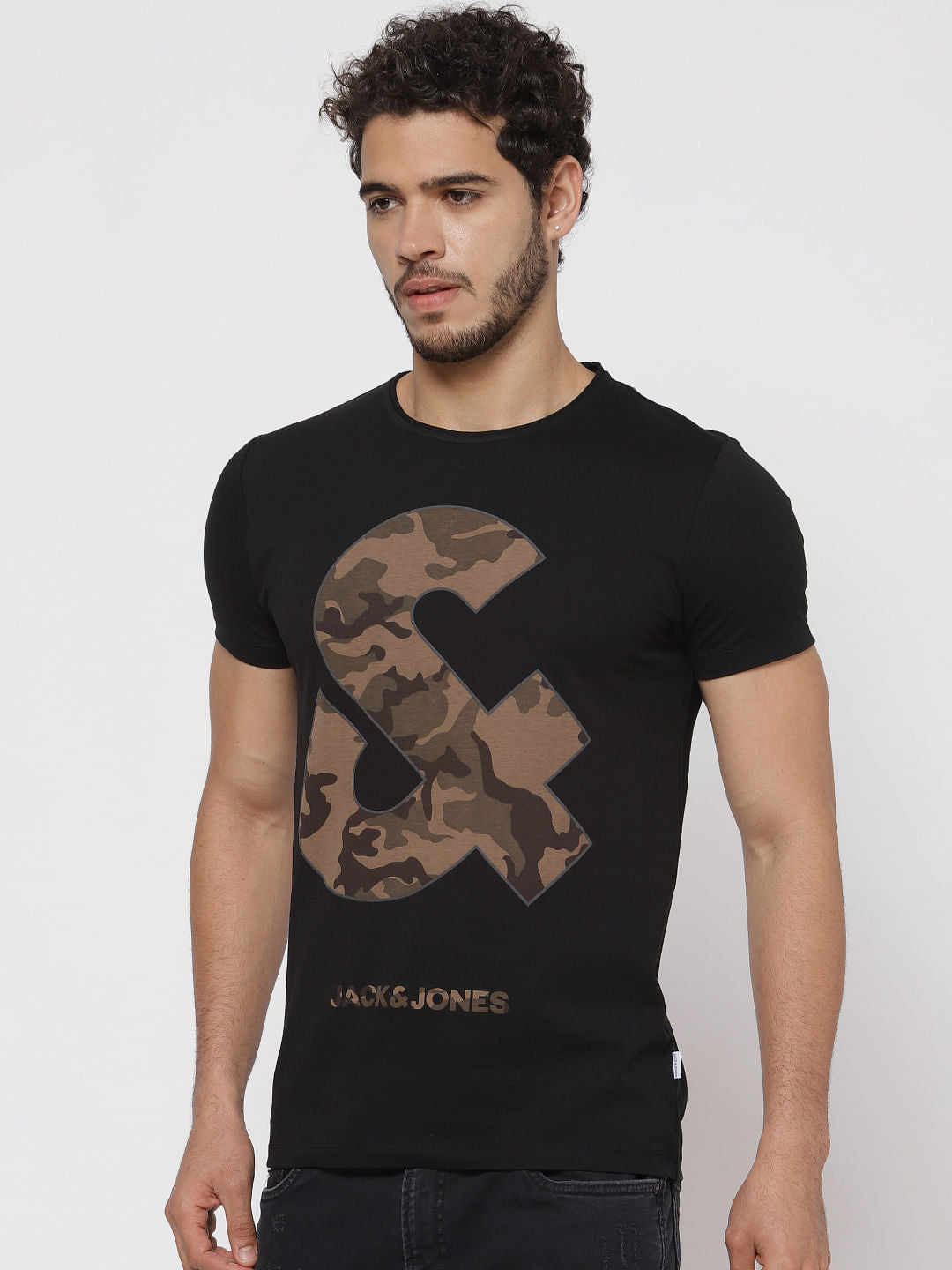 Black Camo Print T-Shirt