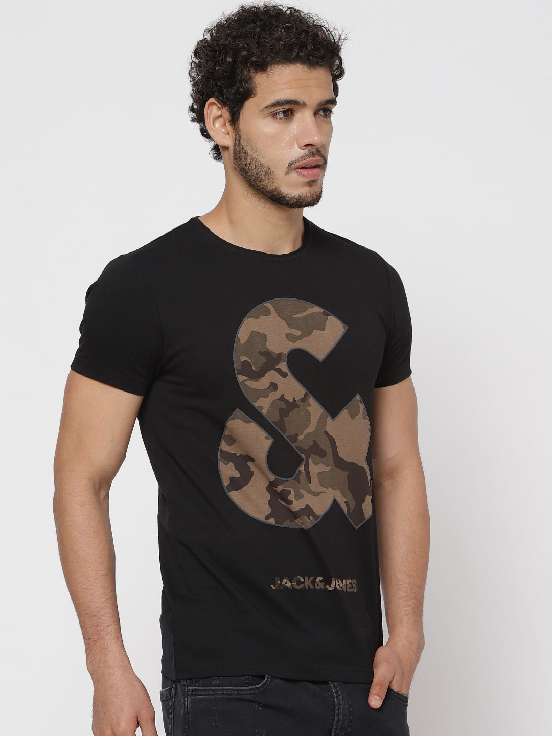 Black Camo Print T-Shirt